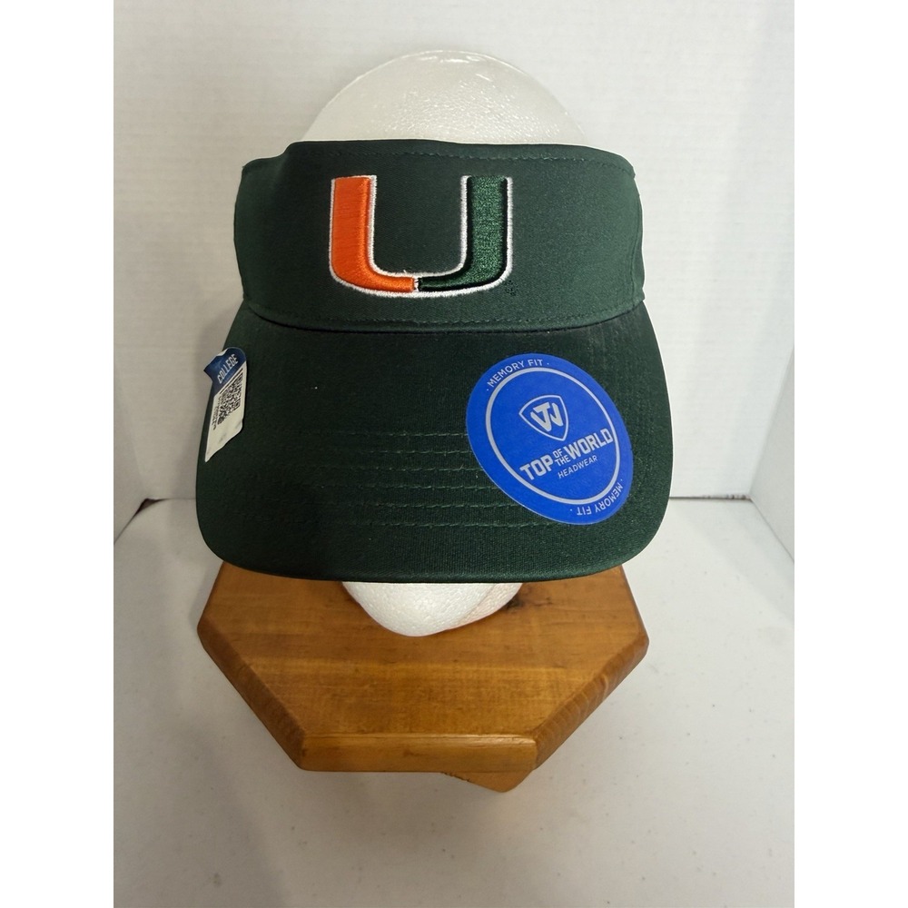 Miami Hurricanes Top of the World Green Sandstone Visor Snapback Hat Cap OS